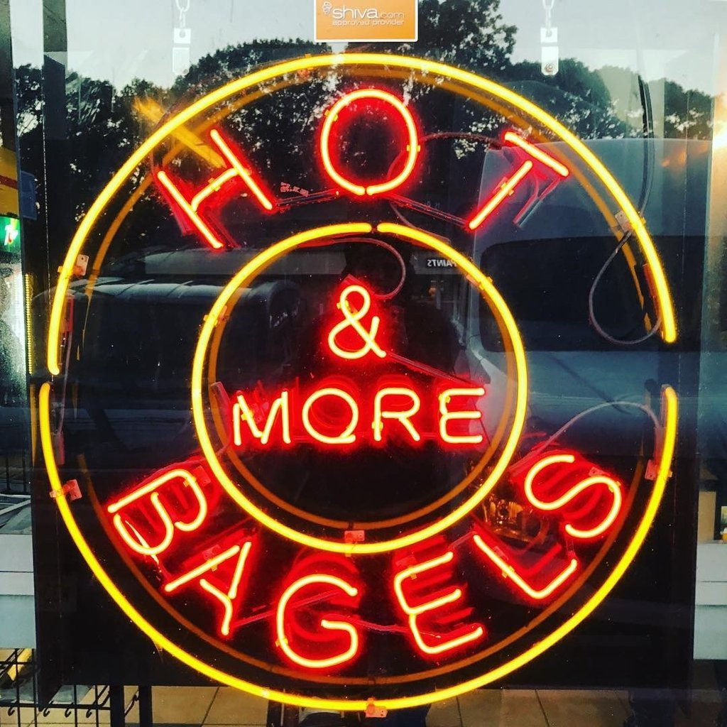 Hot More Bagels Neon Sign